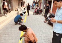 नवलपुरमा सडक मार्किङ एवम् एकतर्फी पार्किङ अभियान सुरु