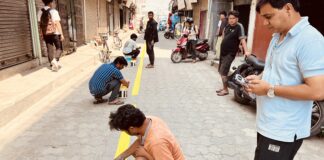 नवलपुरमा सडक मार्किङ एवम् एकतर्फी पार्किङ अभियान सुरु