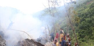 हुप्सेकोटको पहाडबाट निस्केको धुँवाको अध्ययन गर्न विज्ञ टोली आउँदै